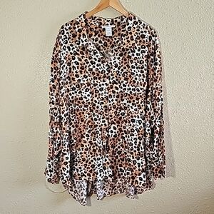 K. JORDAN Cheetah Print Button Down Shirt